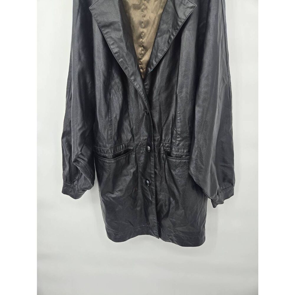 Urban Outfitters Nadia Faux Leather Car Coat Size Medium Black Oversized - Picture 5 of 10